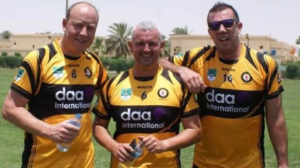 Oliver Carvell (Down), Owenie McBride (Donegal), Pearse McCarten (Down), lining out for the victorious Ulster team in the Railway Cup competition in Riyadh in May of this year.