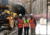The Riyadh Metro Project update ulián Alonso, Óscar del Campo and David Vincent in front of the tunnel.