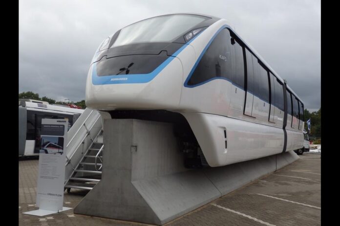 he first monorail vehicle for the King Abdullah Financial District in Riyadh